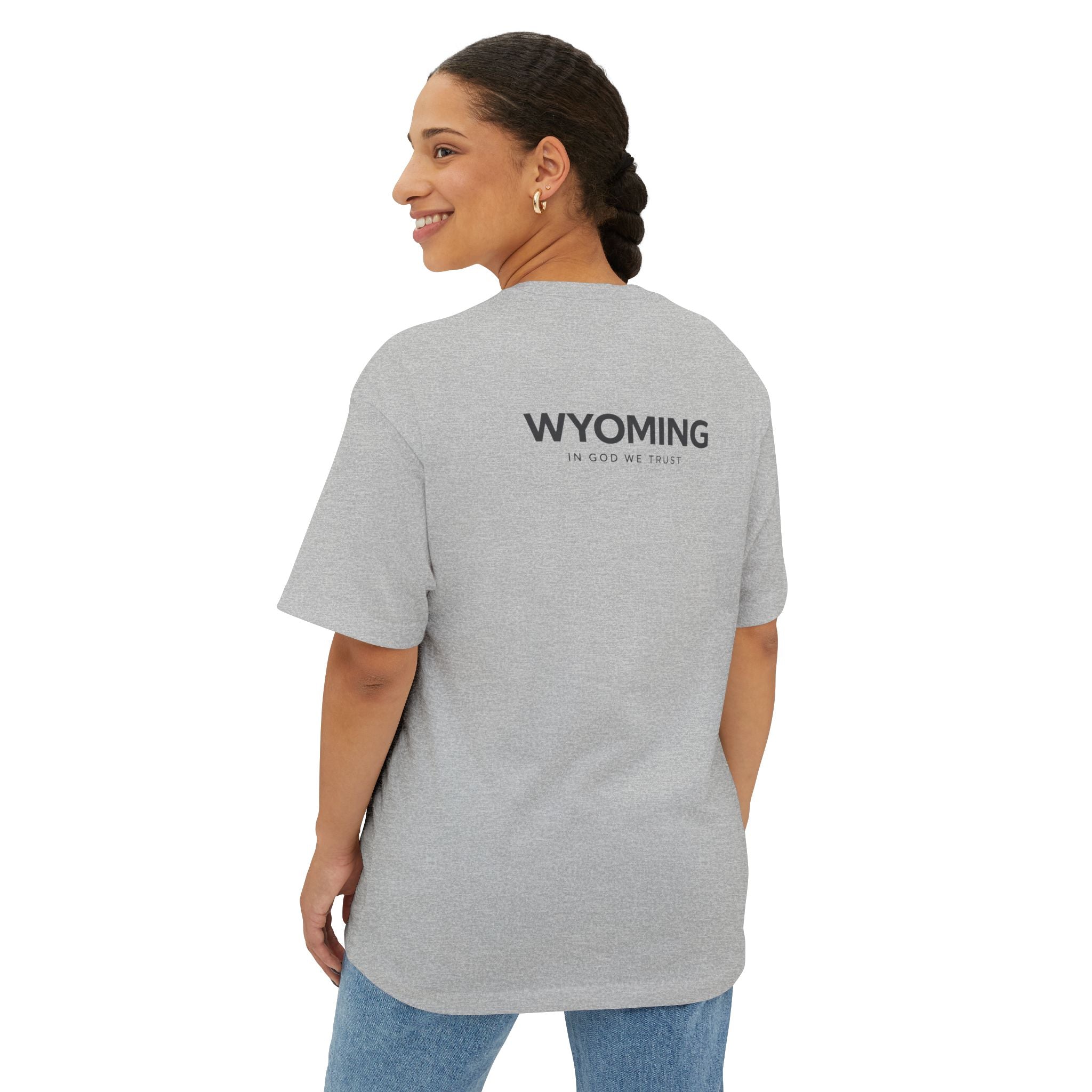 Wyoming All State In God We Trust Unisex Casual Oversized Boxy Tee