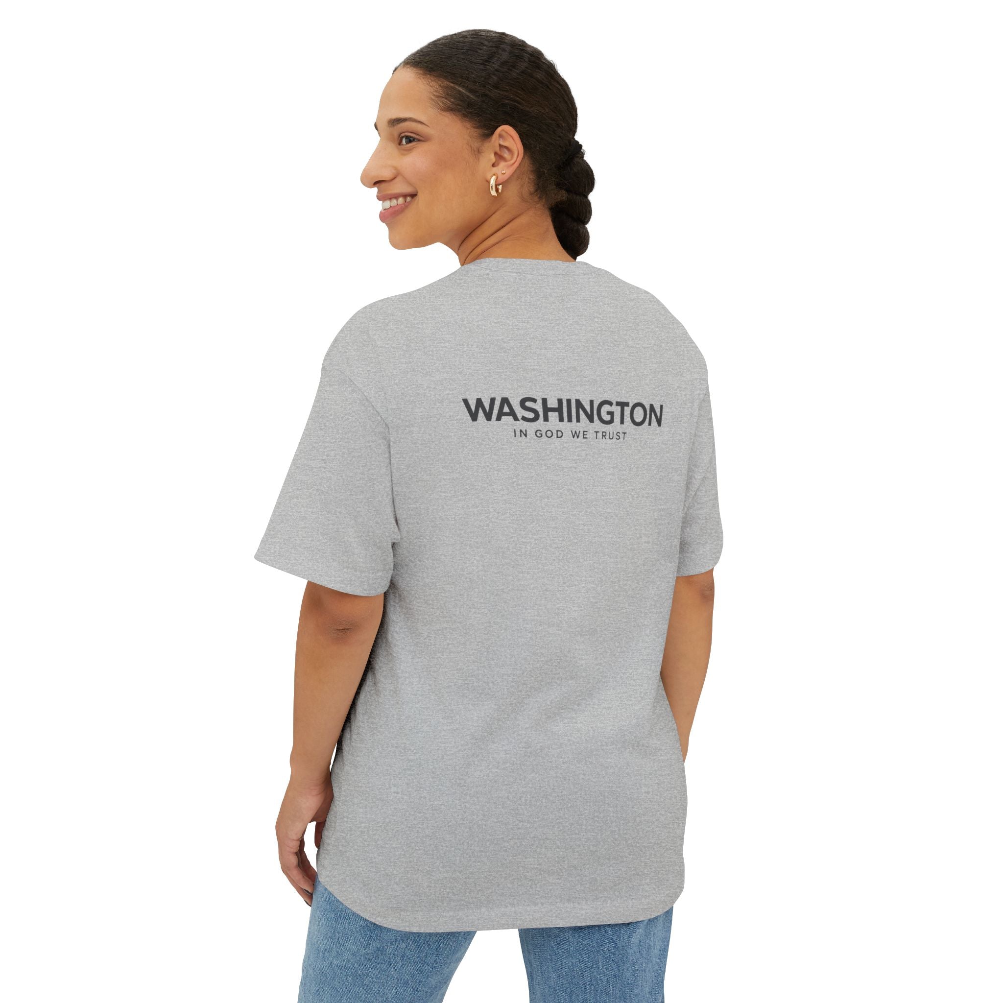 Washington All State In God We Trust Unisex Casual Oversized Boxy Tee