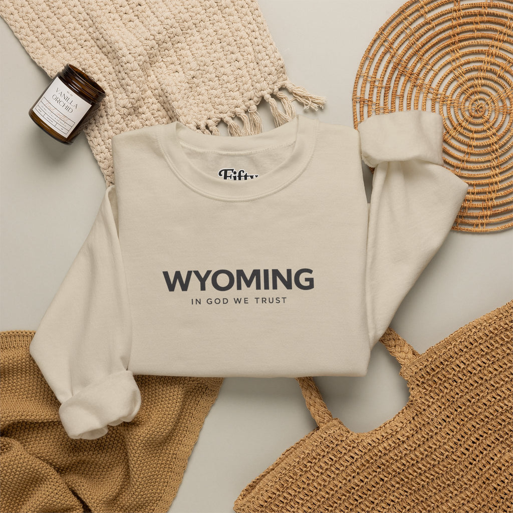 Wyoming All State In God We Trust Unisex Crewneck Sweatshirt