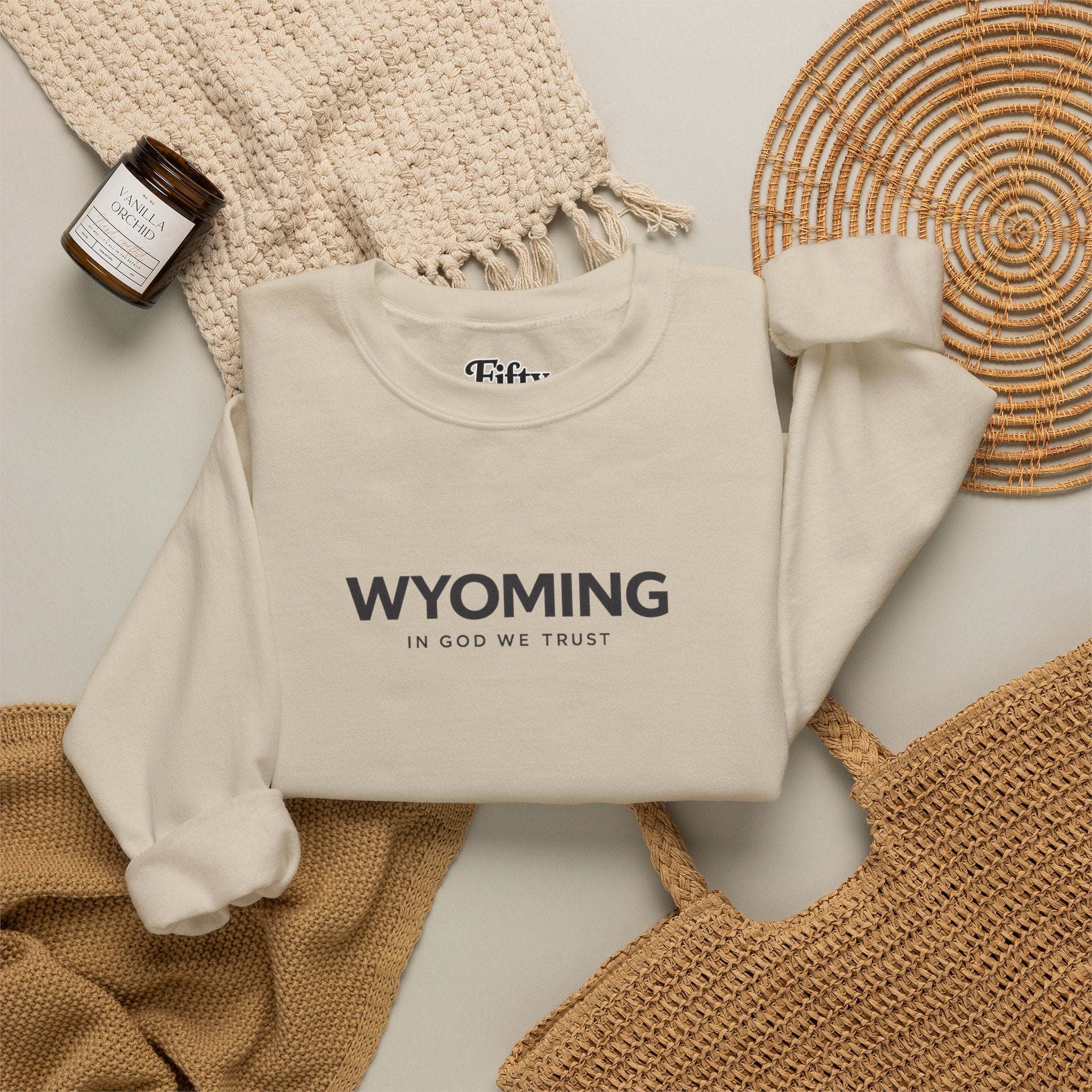 Wyoming All State In God We Trust Unisex Crewneck Sweatshirt