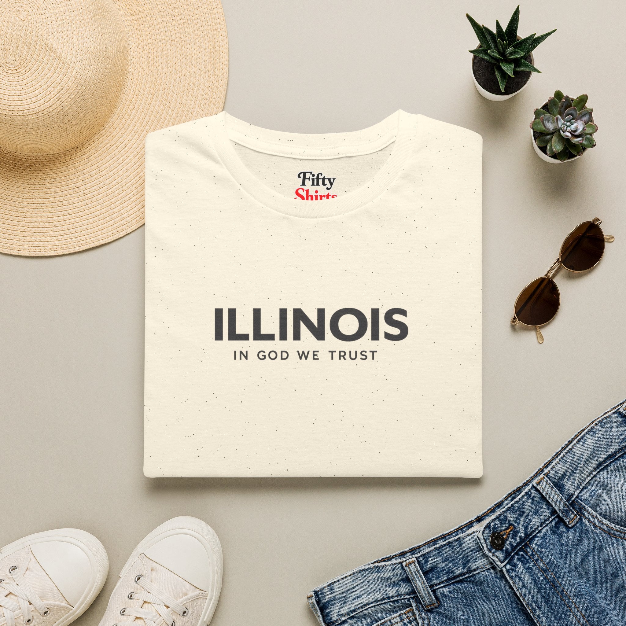 Illinois All State In God We Trust Front Design Unisex Everyday Tee