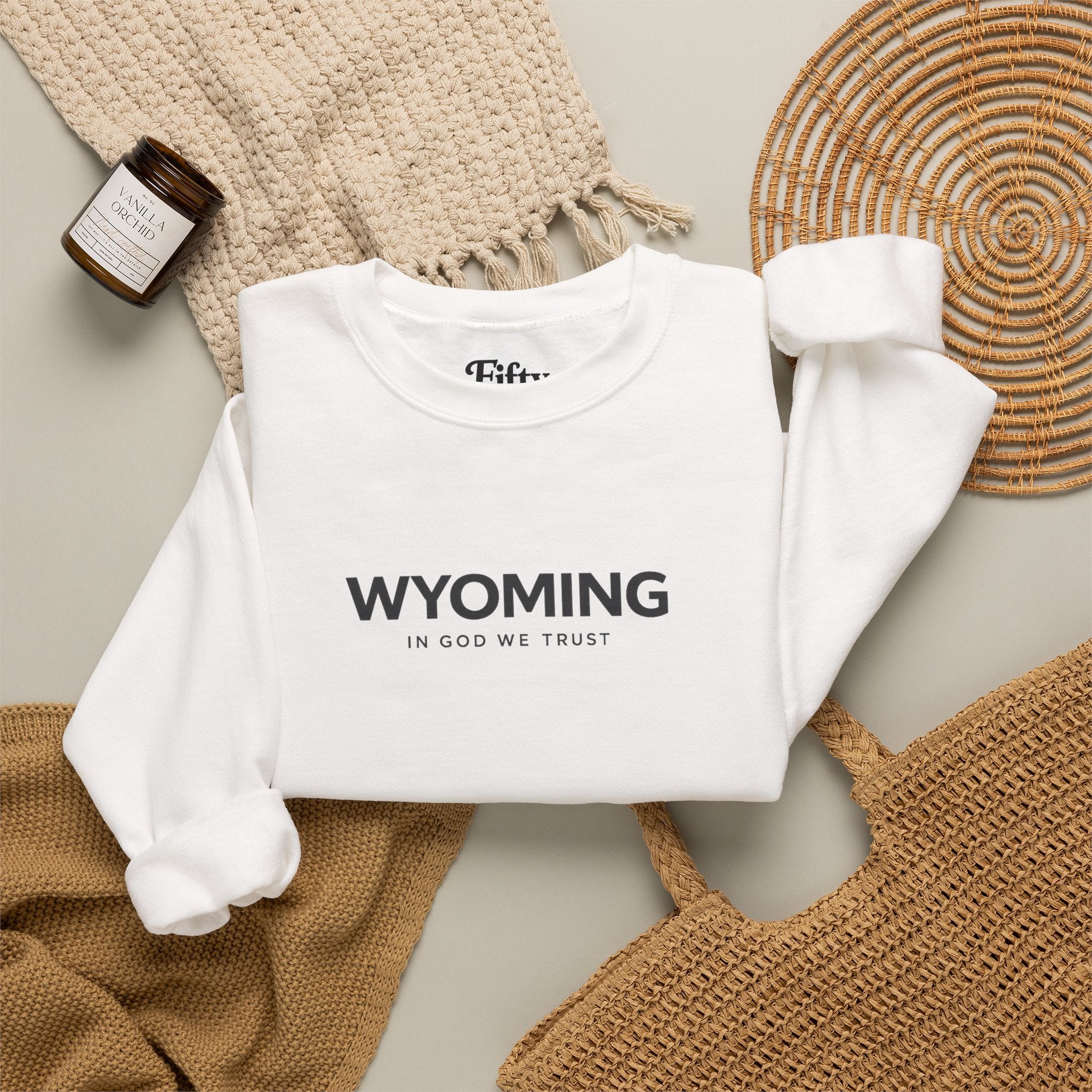 Wyoming All State In God We Trust Unisex Crewneck Sweatshirt