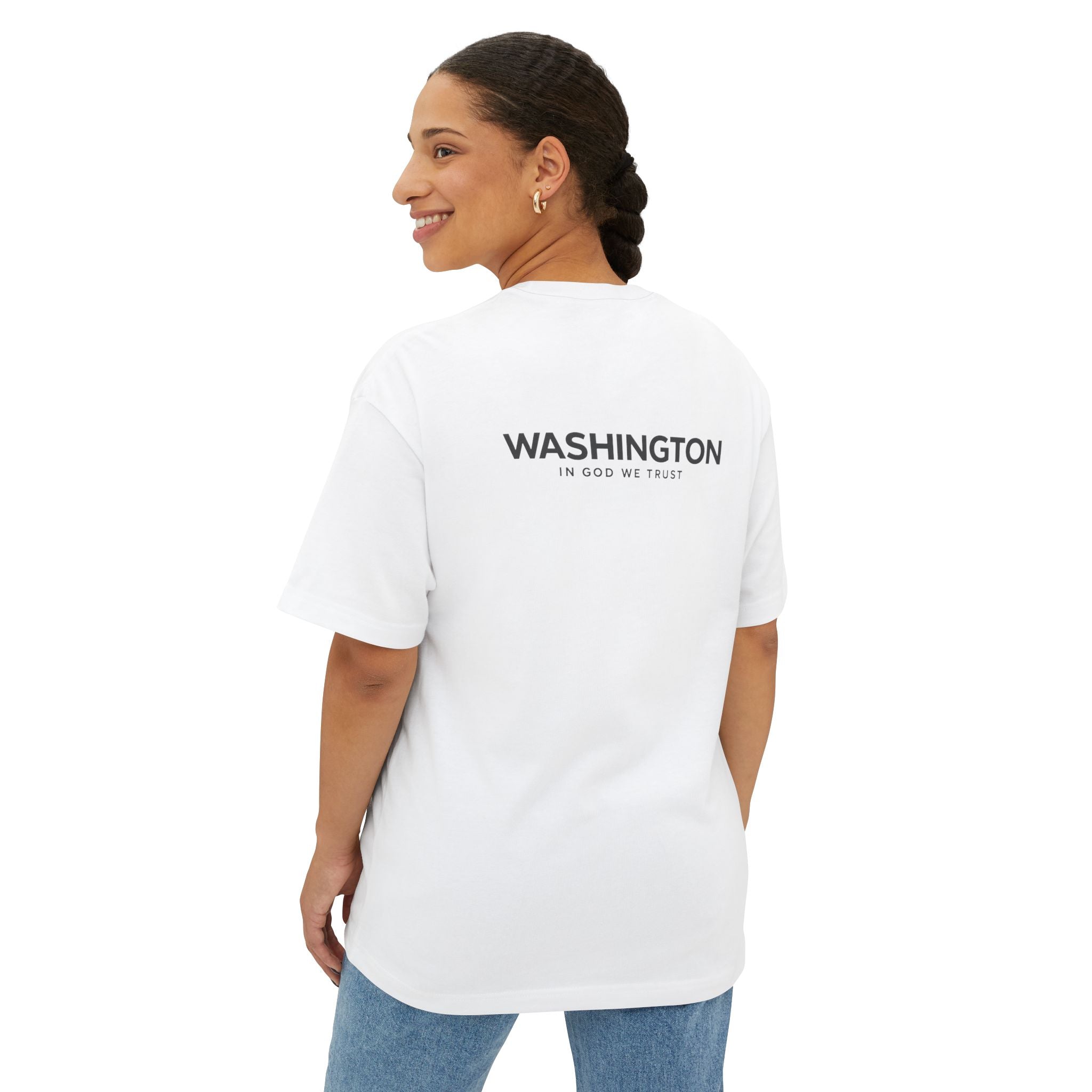 Washington All State In God We Trust Unisex Casual Oversized Boxy Tee