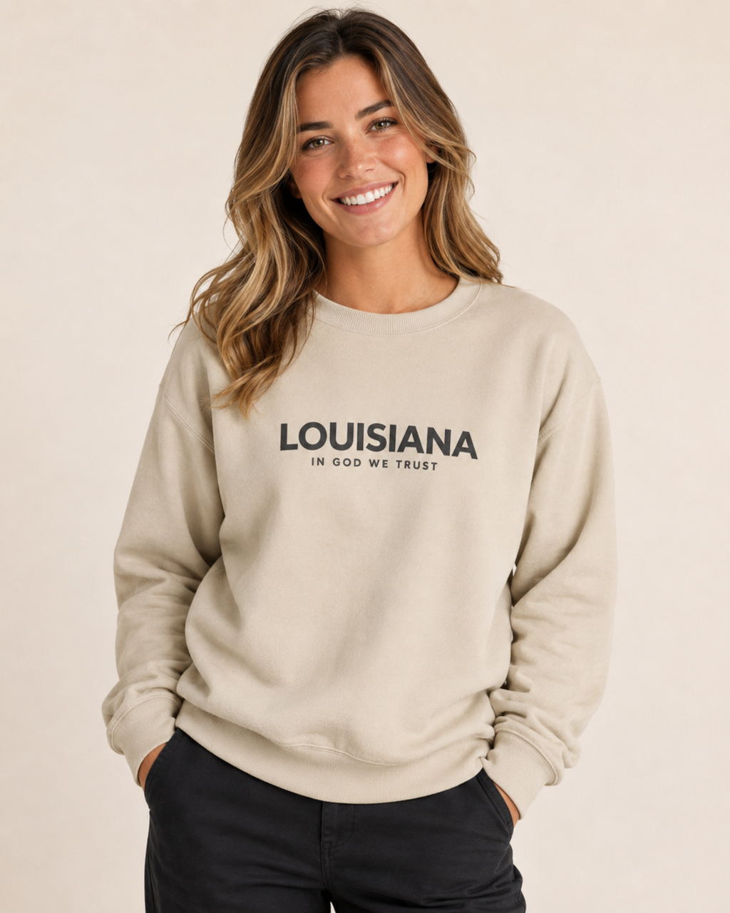 Louisiana All State In God We Trust Unisex Crewneck Sweatshirt