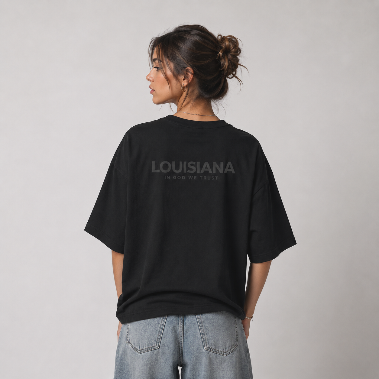 Louisiana All State In God We Trust Unisex Casual Oversized Boxy Tee