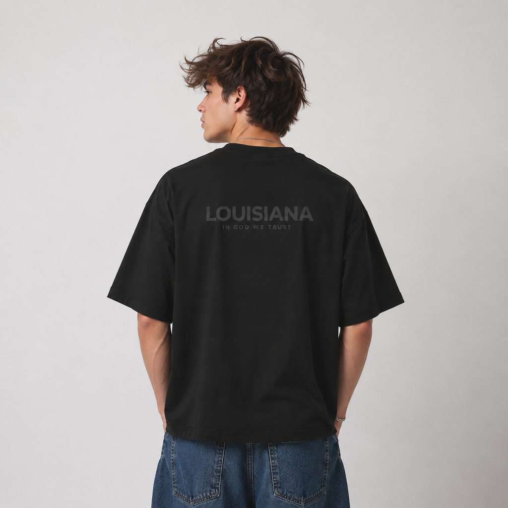 Louisiana All State In God We Trust Unisex Casual Oversized Boxy Tee