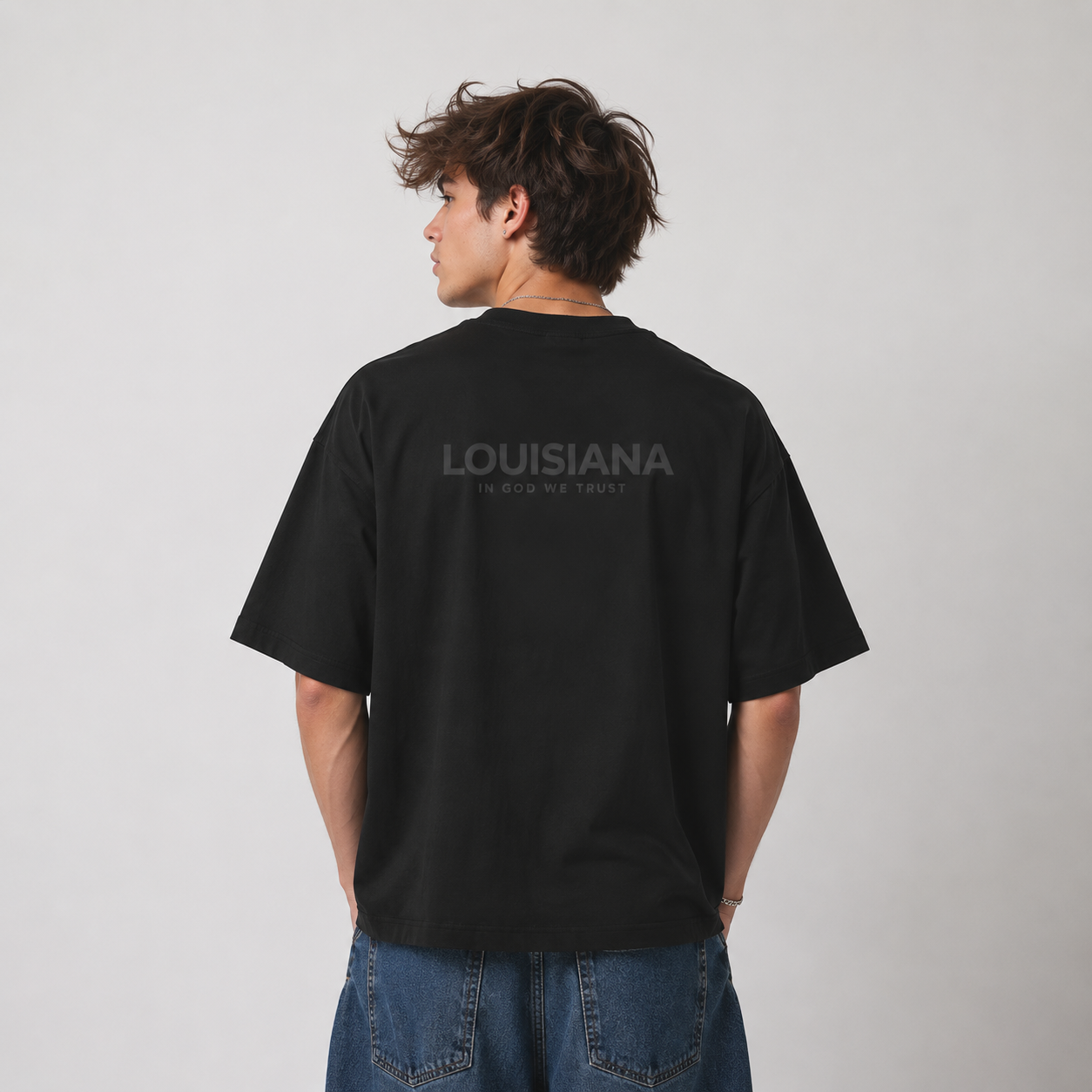 Louisiana All State In God We Trust Unisex Casual Oversized Boxy Tee