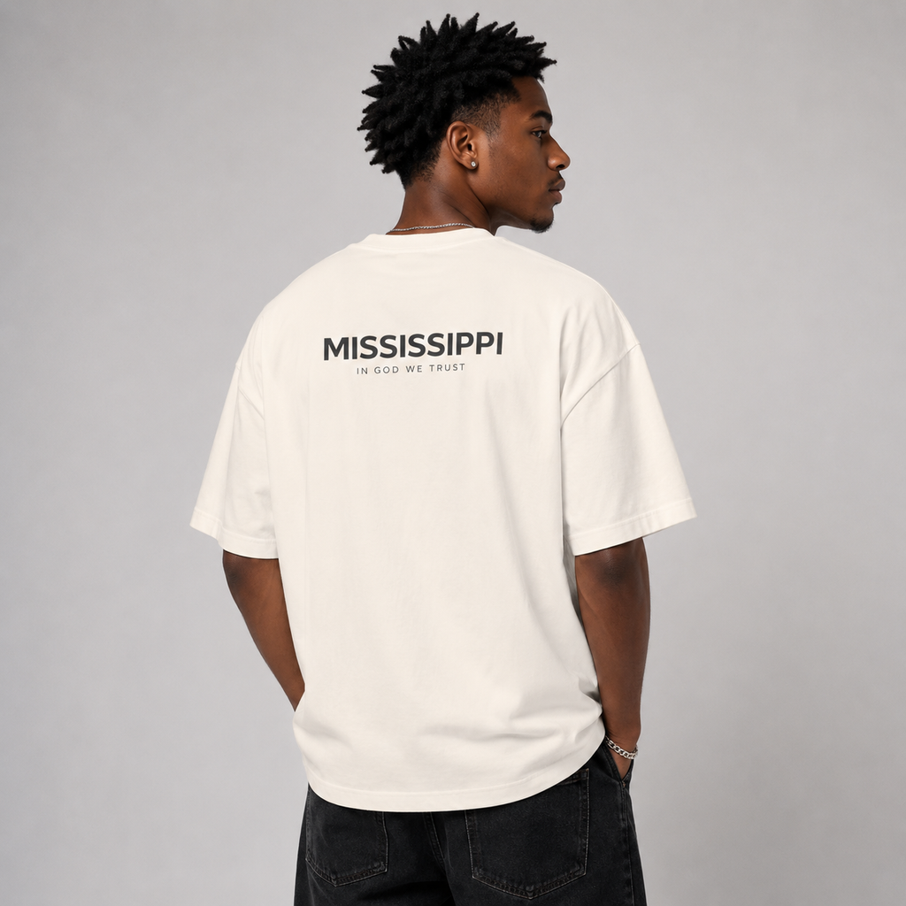 Mississippi All State In God We Trust Unisex Casual Oversized Boxy Tee