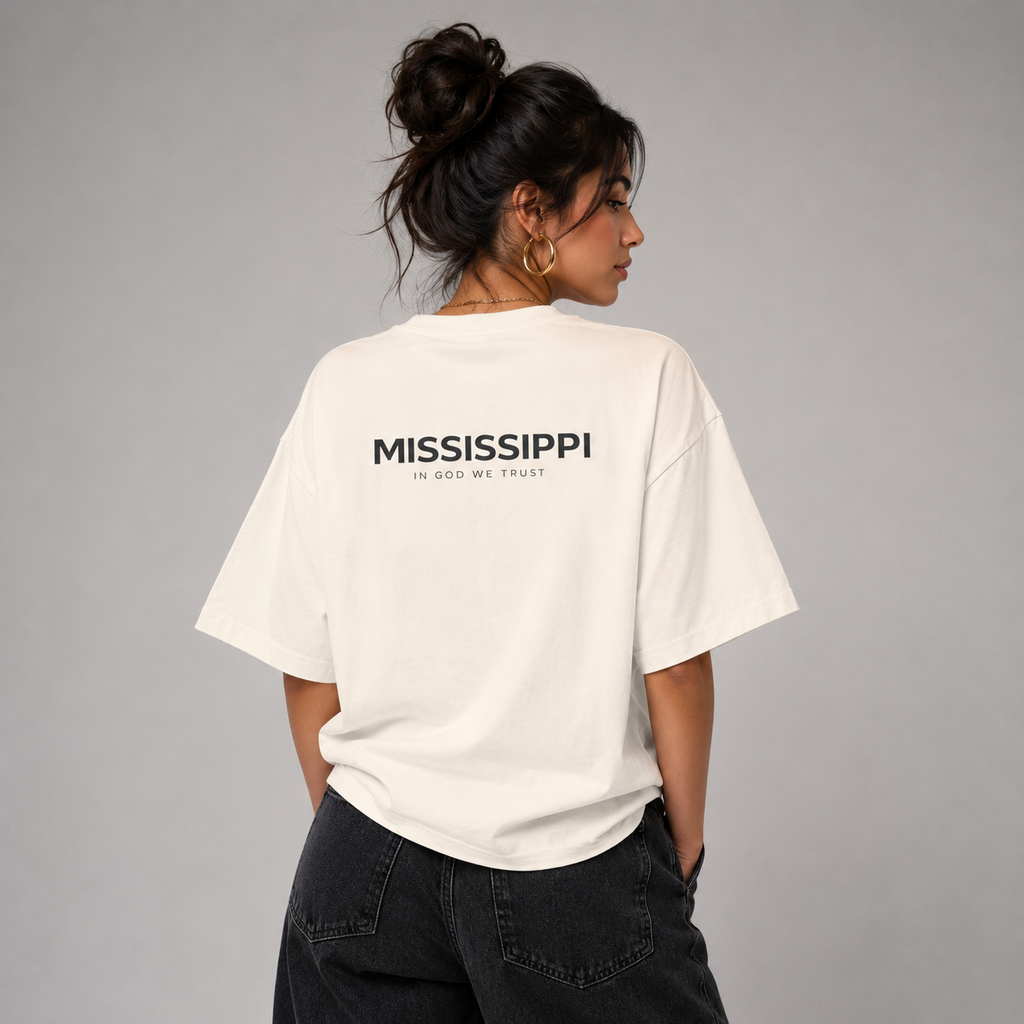 Mississippi All State In God We Trust Unisex Casual Oversized Boxy Tee