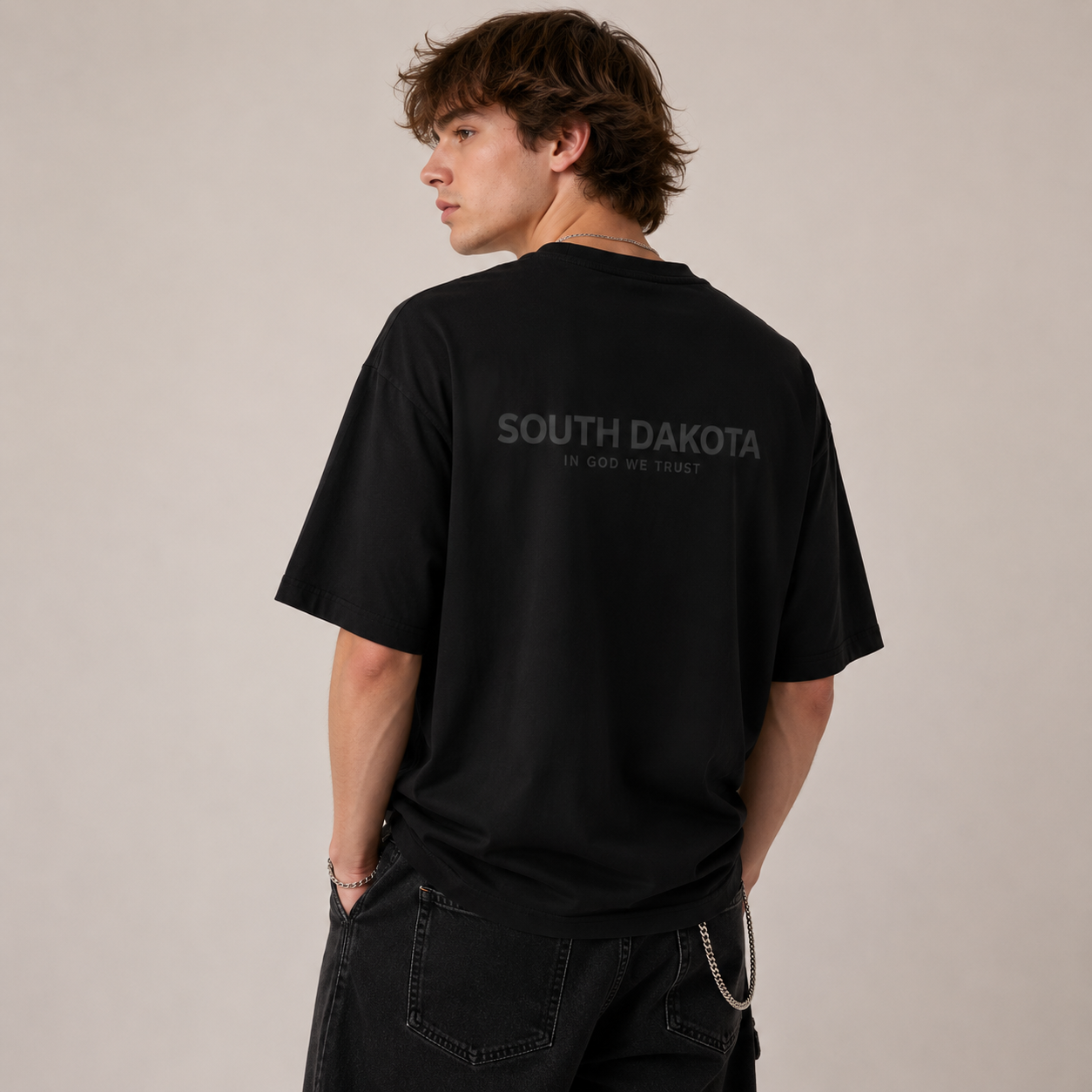 South Dakota All State In God We Trust Unisex Casual Oversized Boxy Tee