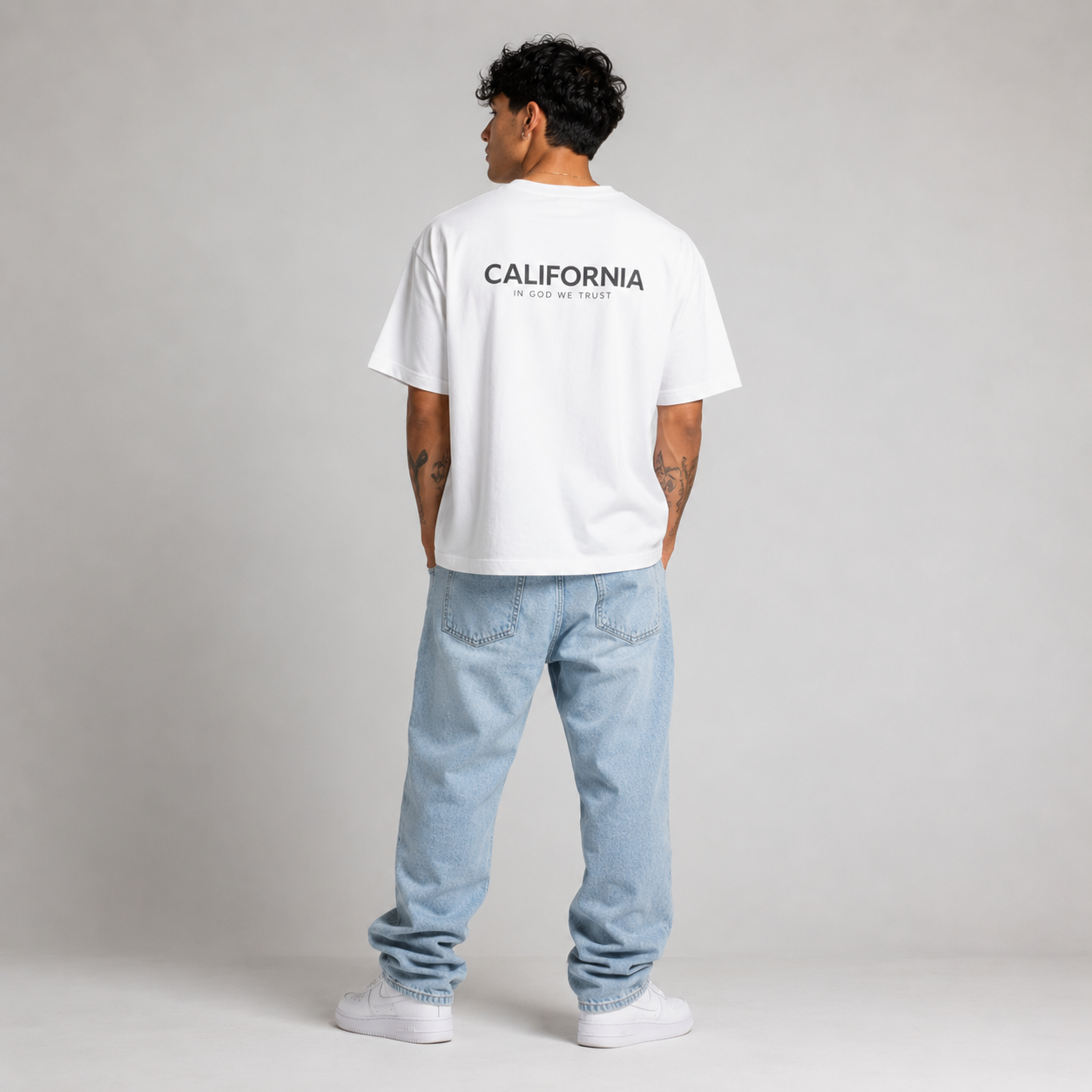 California All State In God We Trust Unisex Casual Oversized Boxy Tee