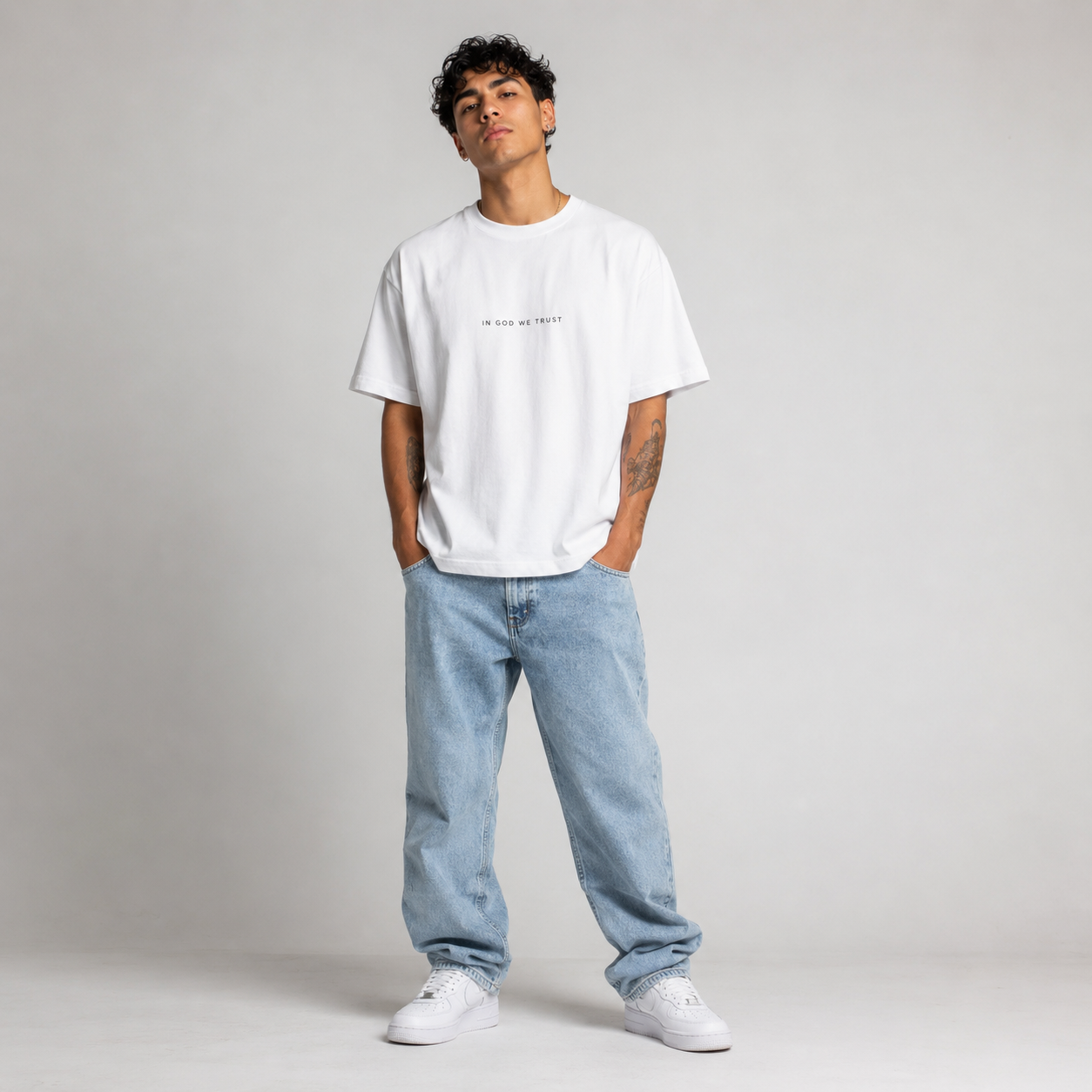 California All State In God We Trust Unisex Casual Oversized Boxy Tee