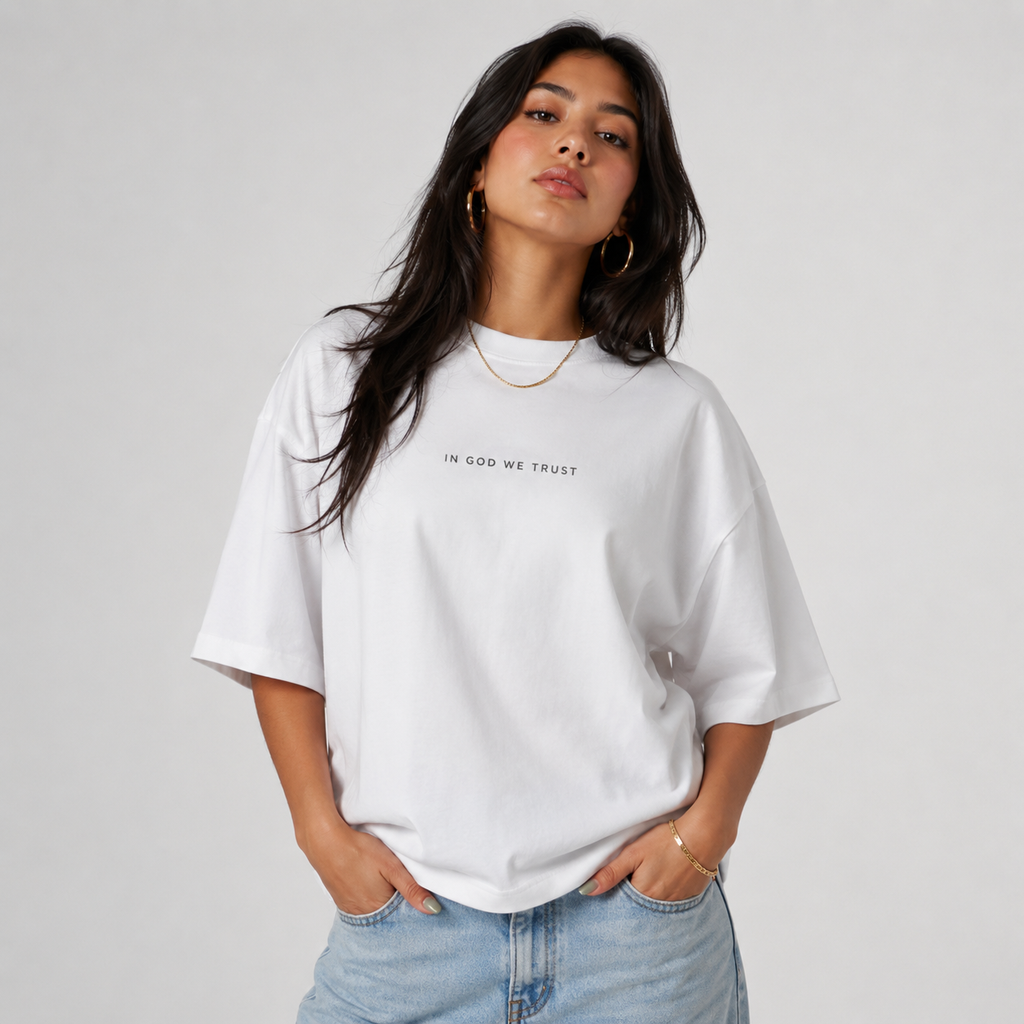 California All State In God We Trust Unisex Casual Oversized Boxy Tee