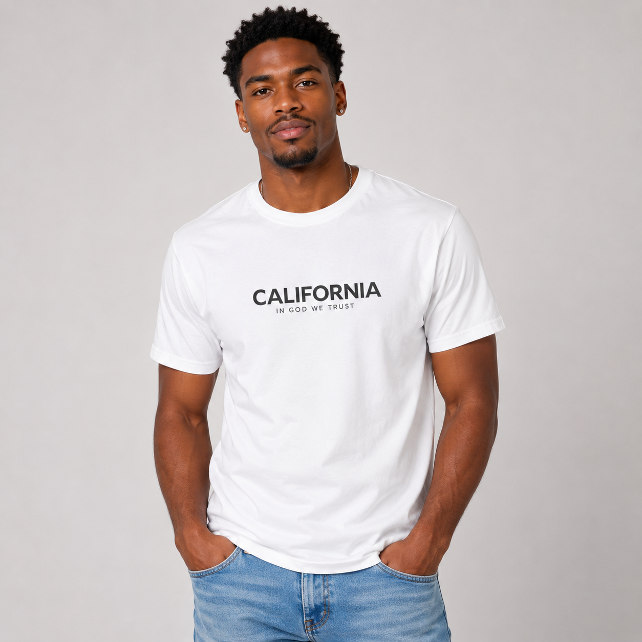California All State In God We Trust Front Design Unisex Everyday Tee