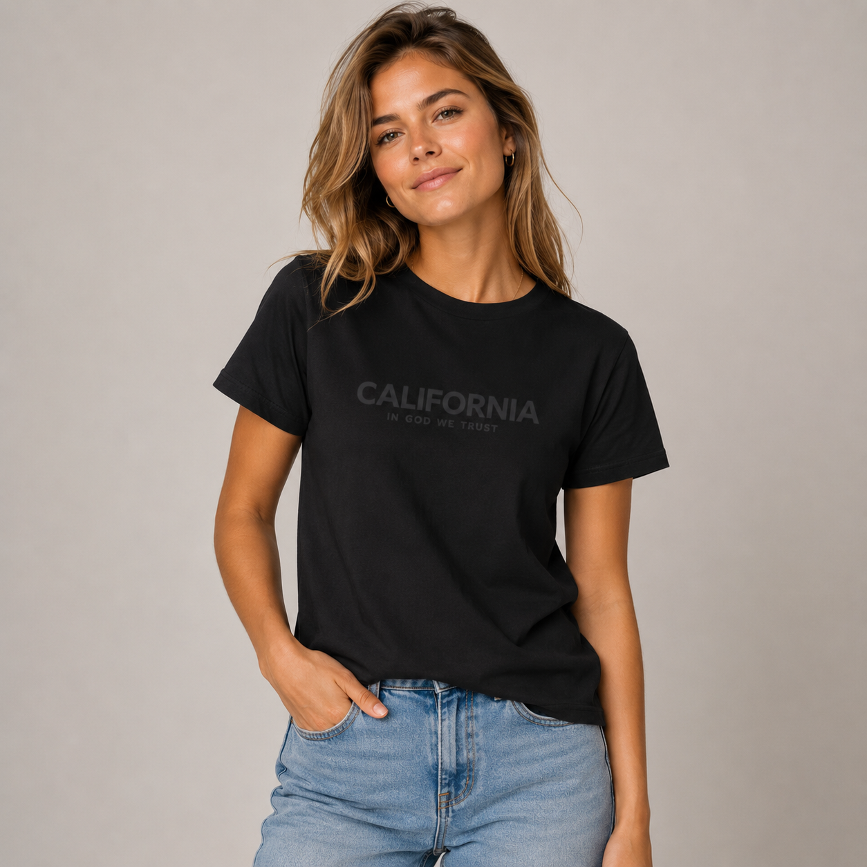 California All State In God We Trust Front Design Unisex Everyday Tee