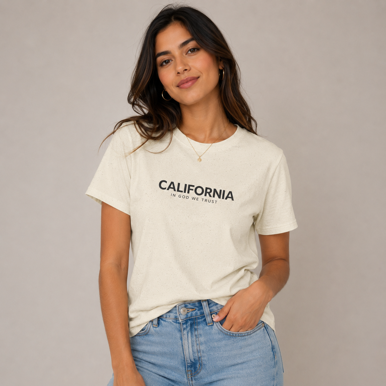 California All State In God We Trust Front Design Unisex Everyday Tee