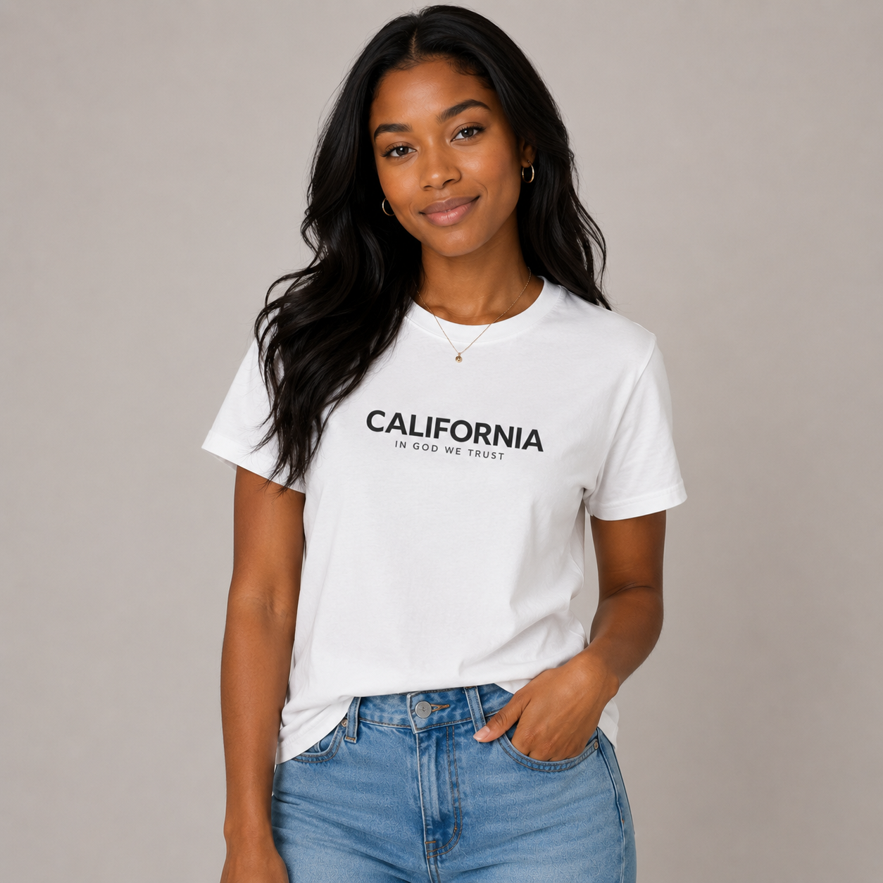 California All State In God We Trust Front Design Unisex Everyday Tee