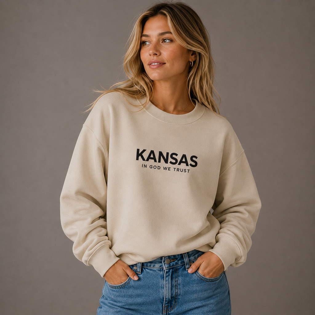 Kansas All State In God We Trust Unisex Crewneck Sweatshirt