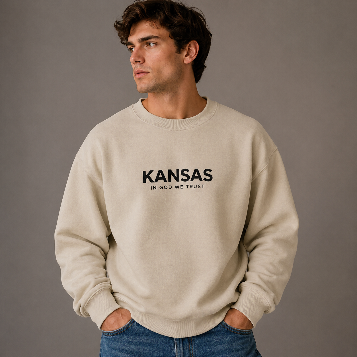 Kansas All State In God We Trust Unisex Crewneck Sweatshirt