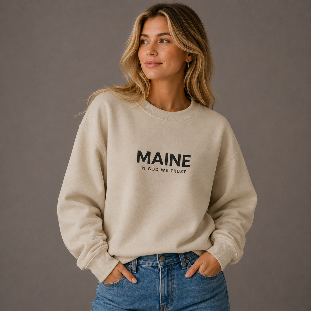 Maine All State In God We Trust Unisex Crewneck Sweatshirt