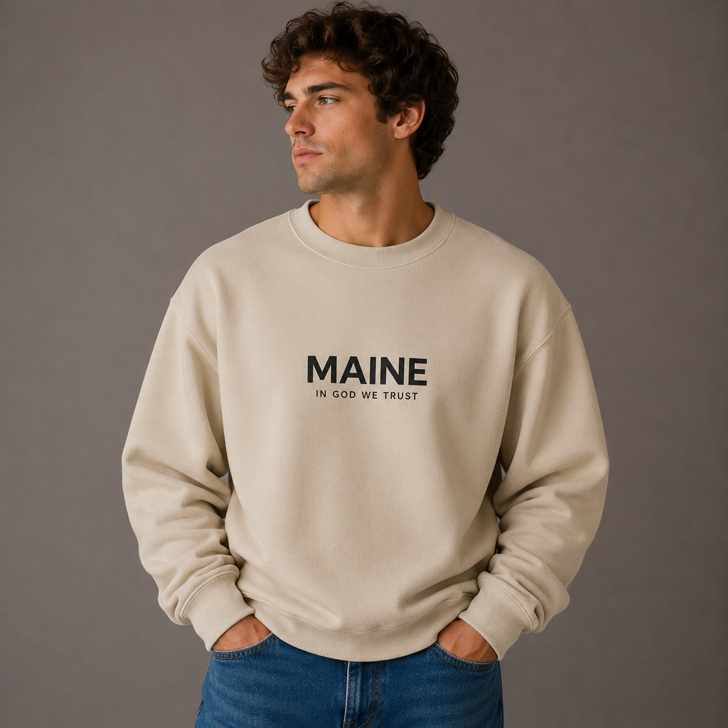 Maine All State In God We Trust Unisex Crewneck Sweatshirt