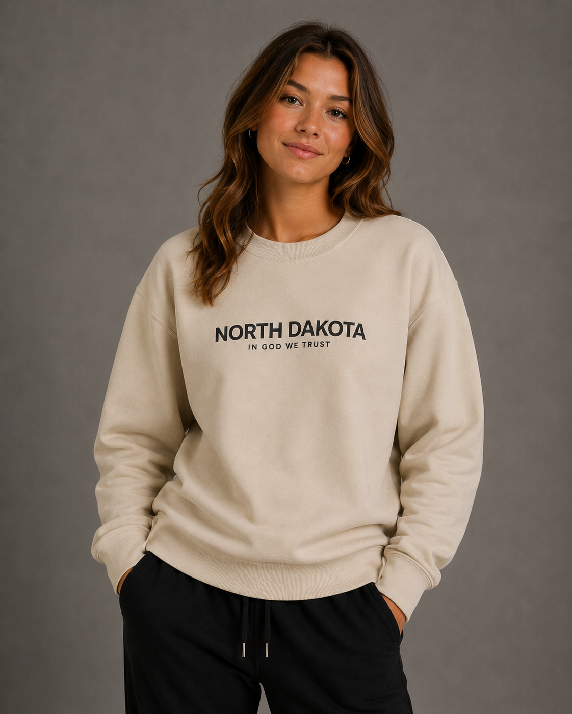 North Dakota All State In God We Trust Unisex Crewneck Sweatshirt