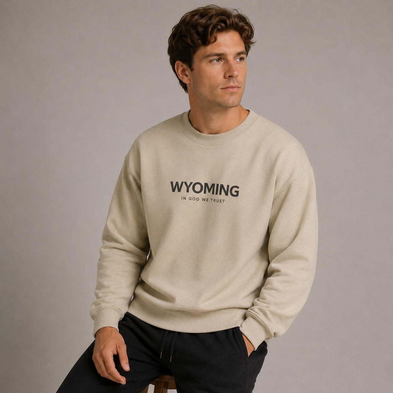 Wyoming All State In God We Trust Unisex Crewneck Sweatshirt