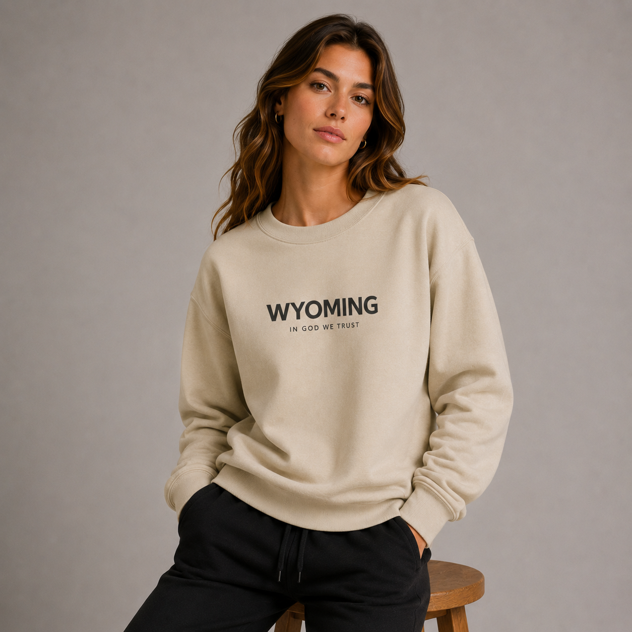 Wyoming All State In God We Trust Unisex Crewneck Sweatshirt