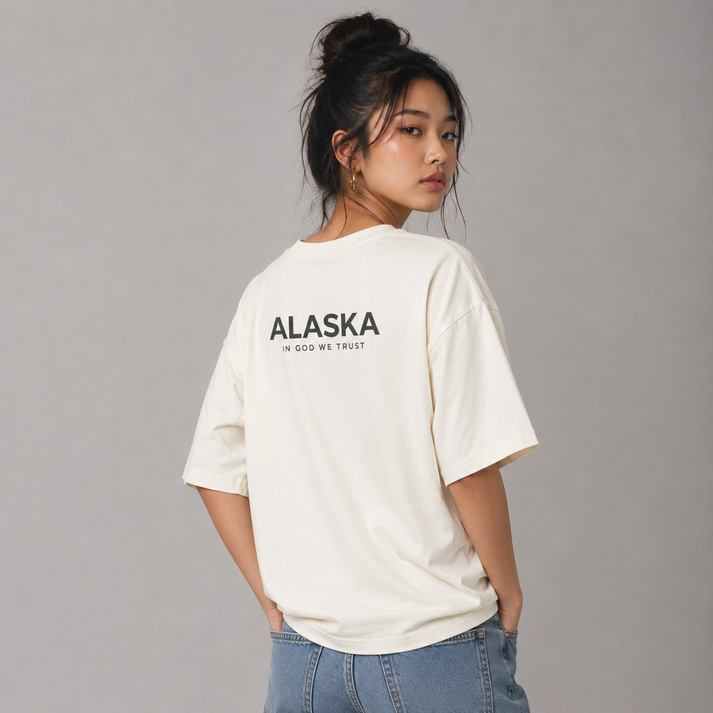 Alaska All State In God We Trust Unisex Casual Oversized Boxy Tee