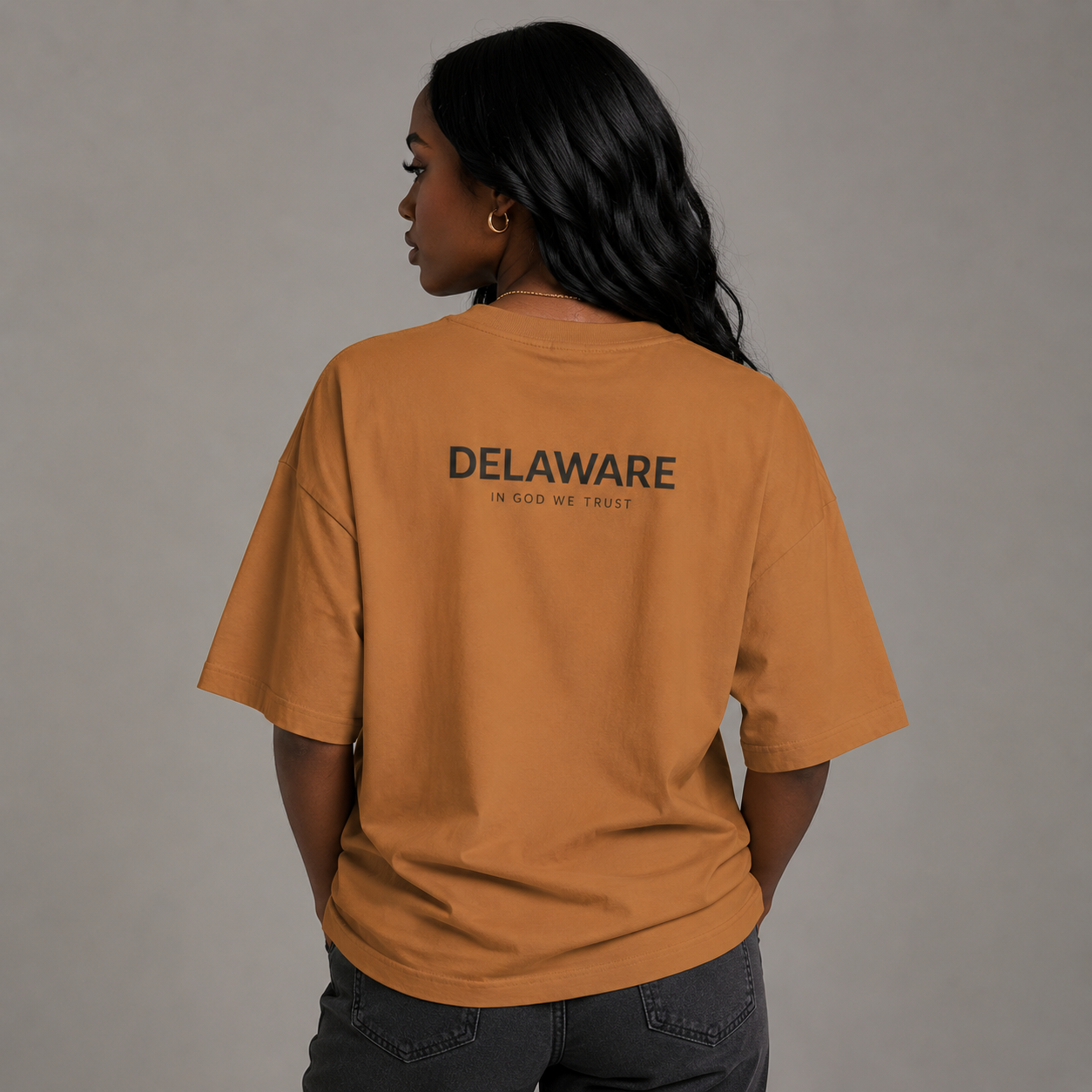 Delaware All State In God We Trust Unisex Casual Oversized Boxy Tee