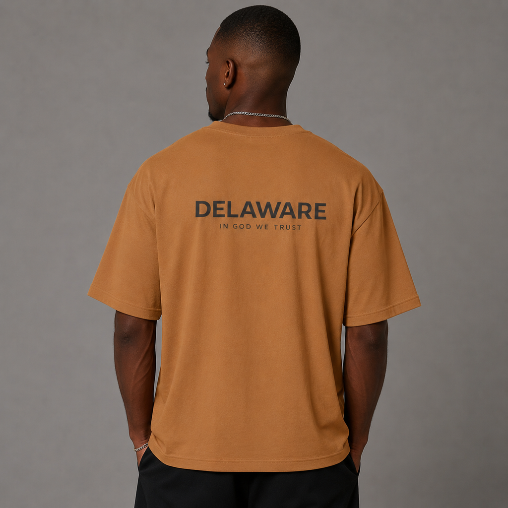Delaware All State In God We Trust Unisex Casual Oversized Boxy Tee