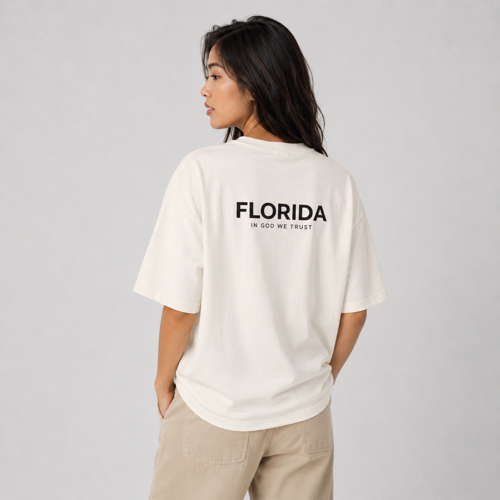 Florida All State In God We Trust Unisex Casual Oversized Boxy Tee