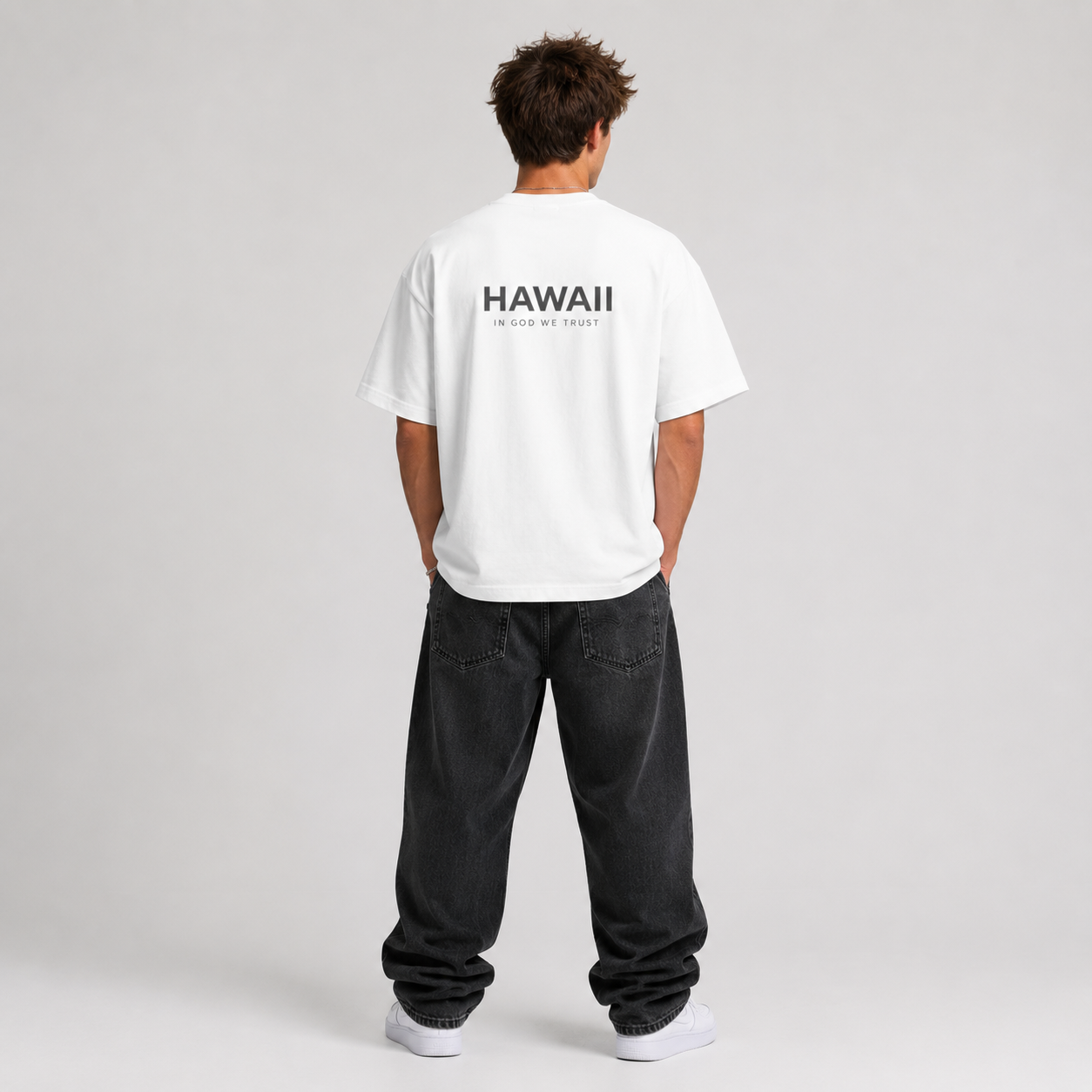 Hawaii All State In God We Trust Unisex Casual Oversized Boxy Tee