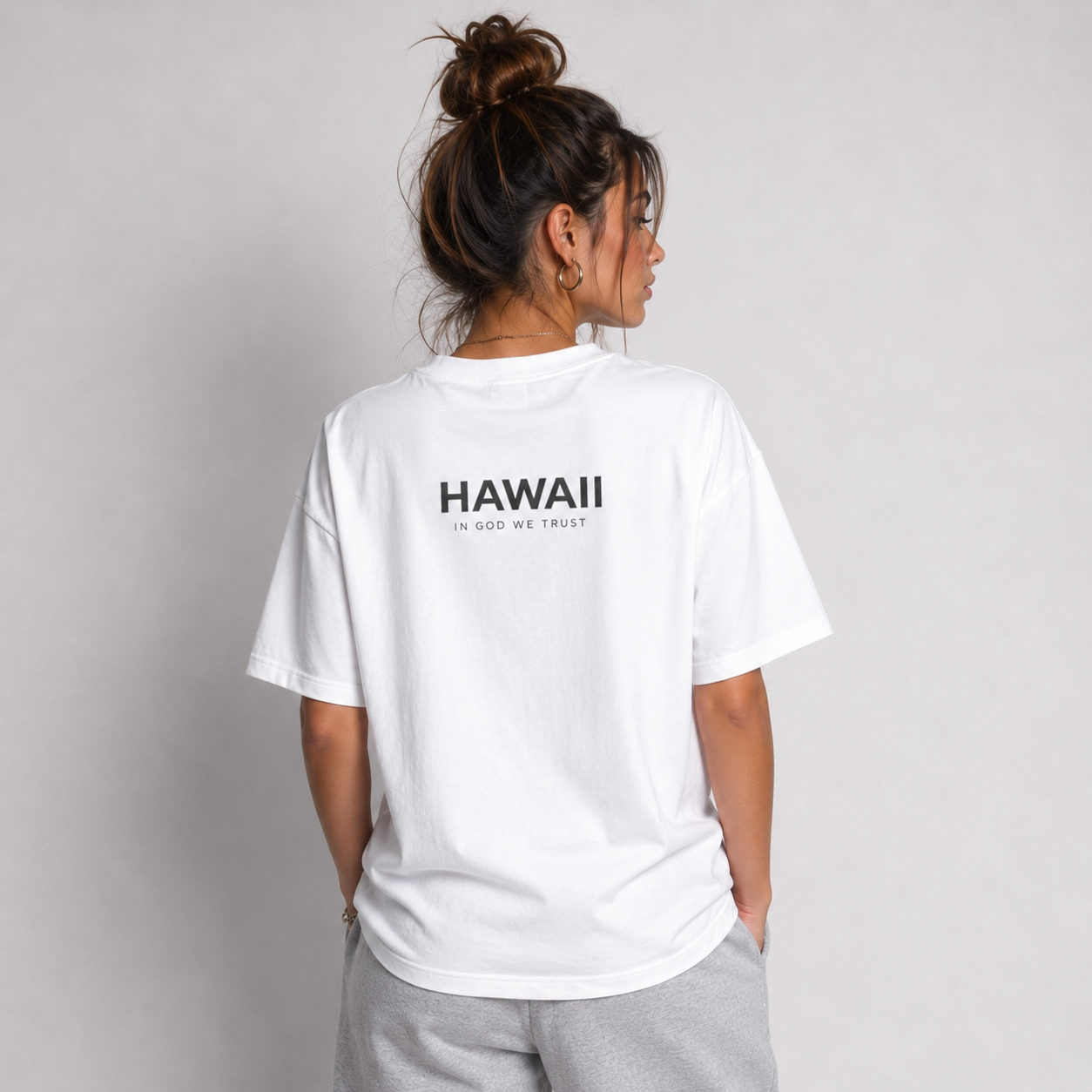 Hawaii All State In God We Trust Unisex Casual Oversized Boxy Tee