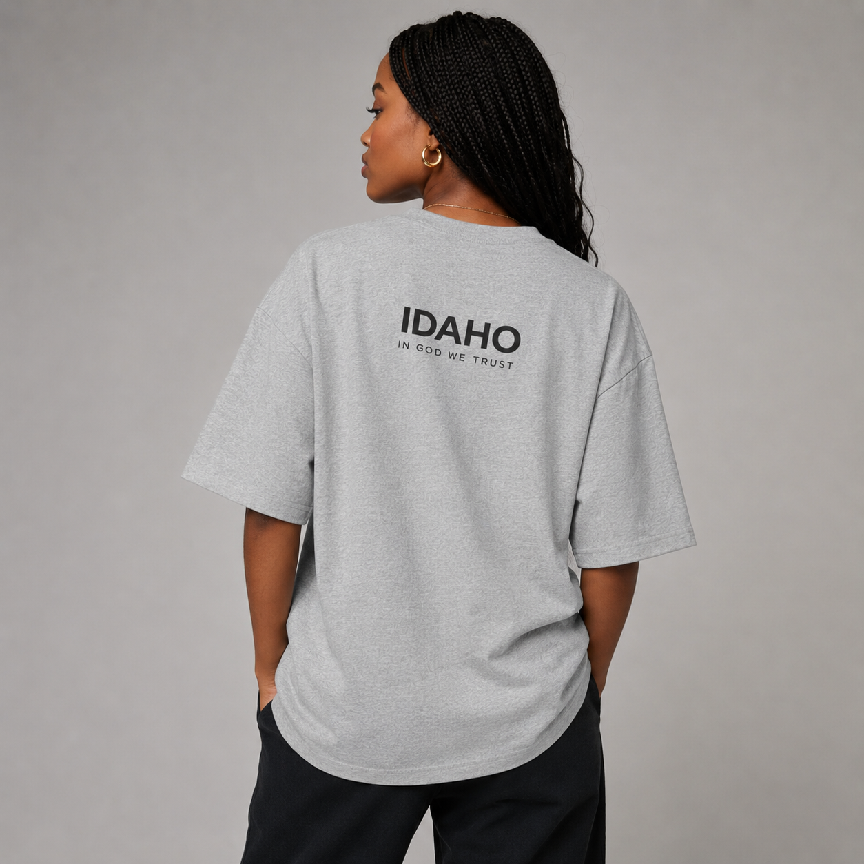Idaho All State In God We Trust Unisex Casual Oversized Boxy Tee