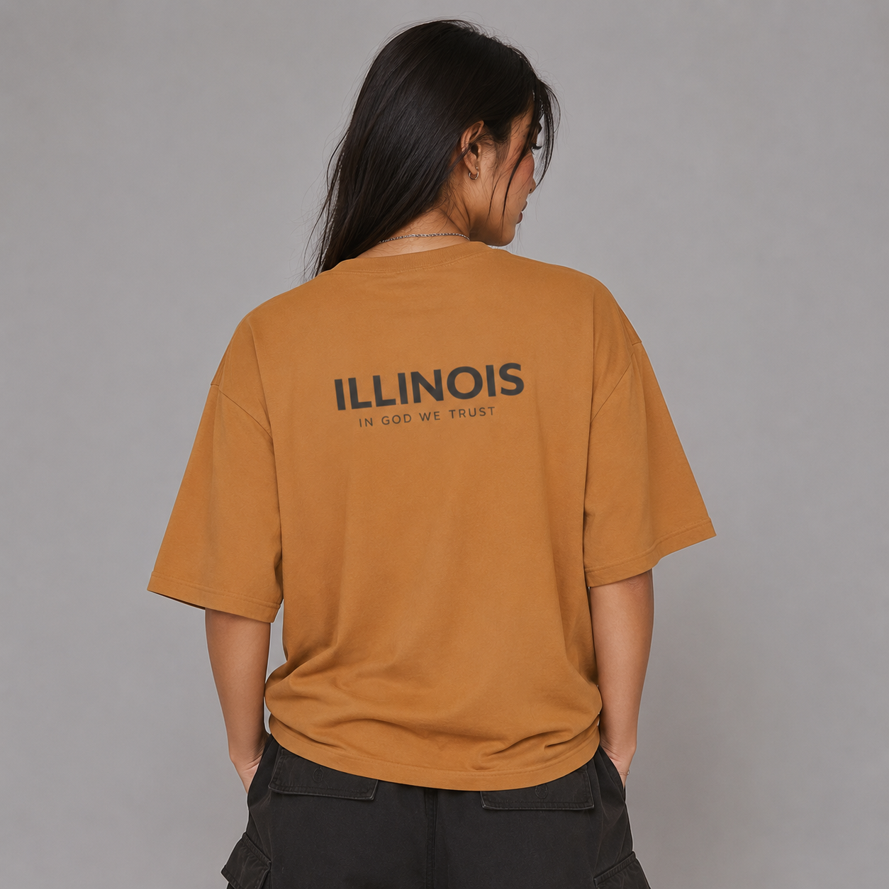 Illinois All State In God We Trust Unisex Casual Oversized Boxy Tee