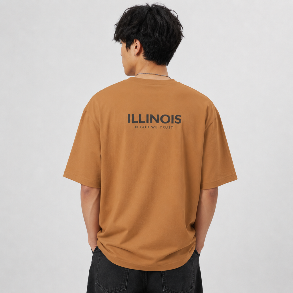 Illinois All State In God We Trust Unisex Casual Oversized Boxy Tee