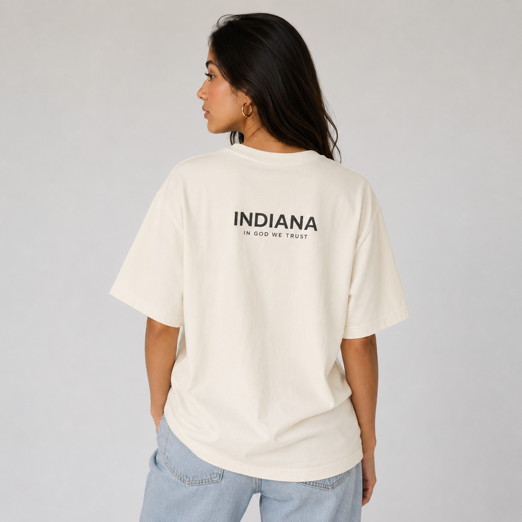 Indiana All State In God We Trust Unisex Casual Oversized Boxy Tee