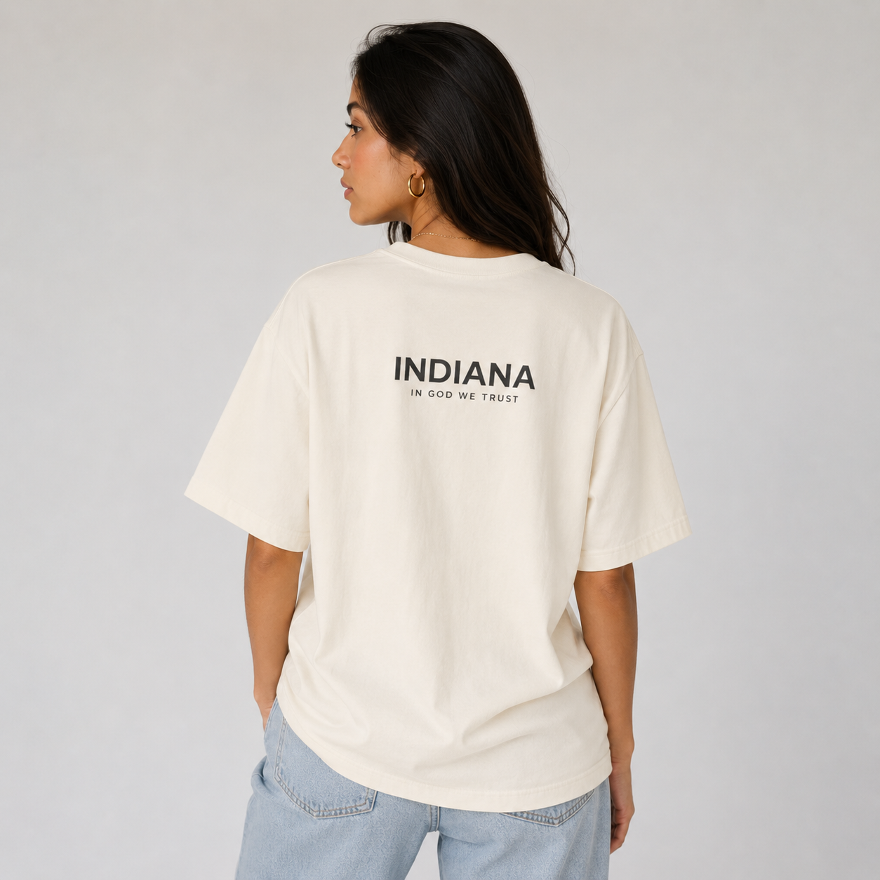 Indiana All State In God We Trust Unisex Casual Oversized Boxy Tee