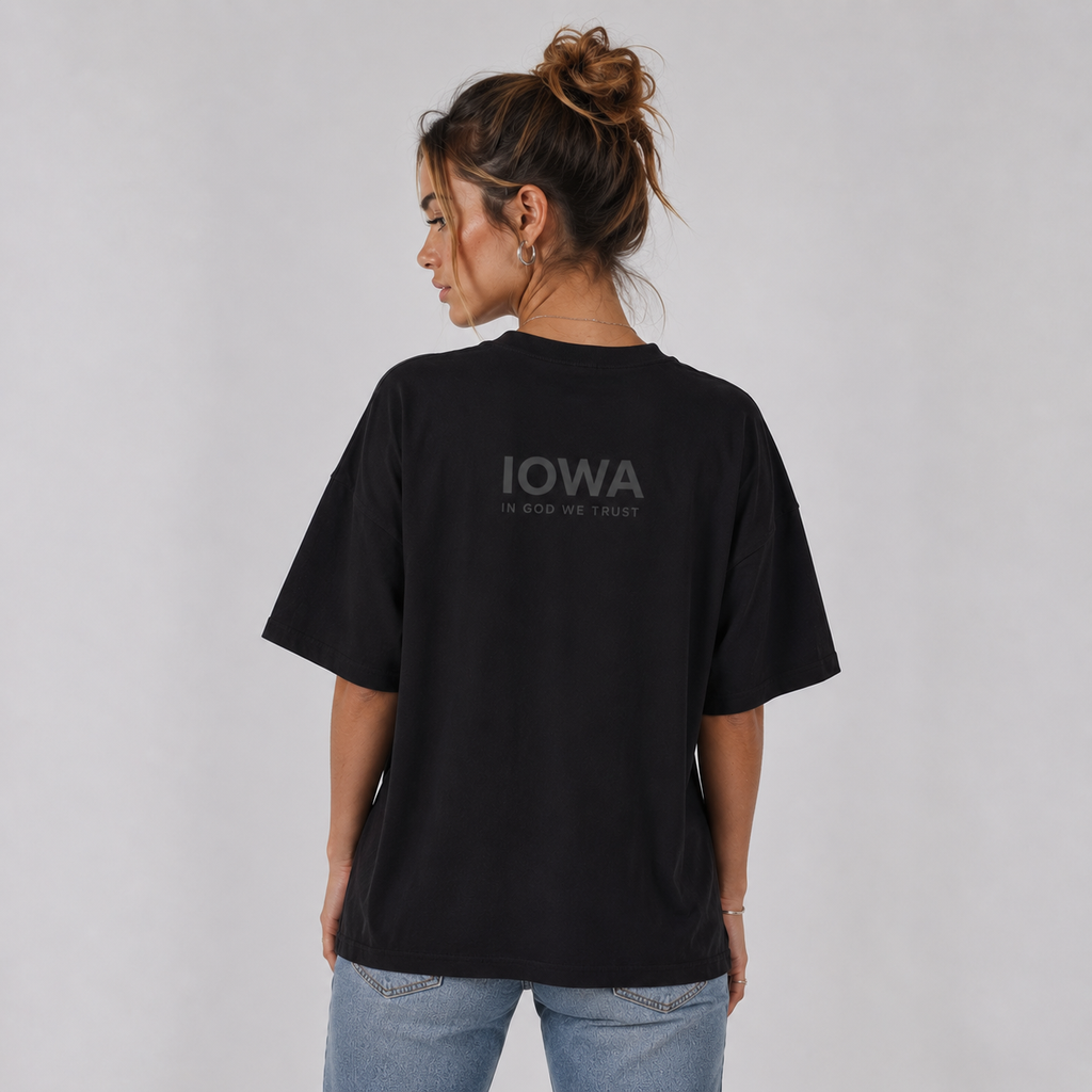 Iowa All State In God We Trust Unisex Casual Oversized Boxy Tee