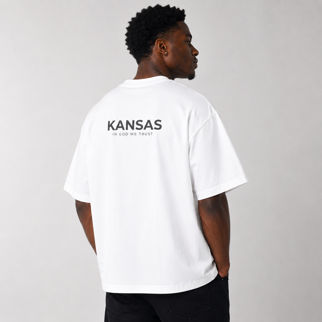 Kansas All State In God We Trust Unisex Casual Oversized Boxy Tee