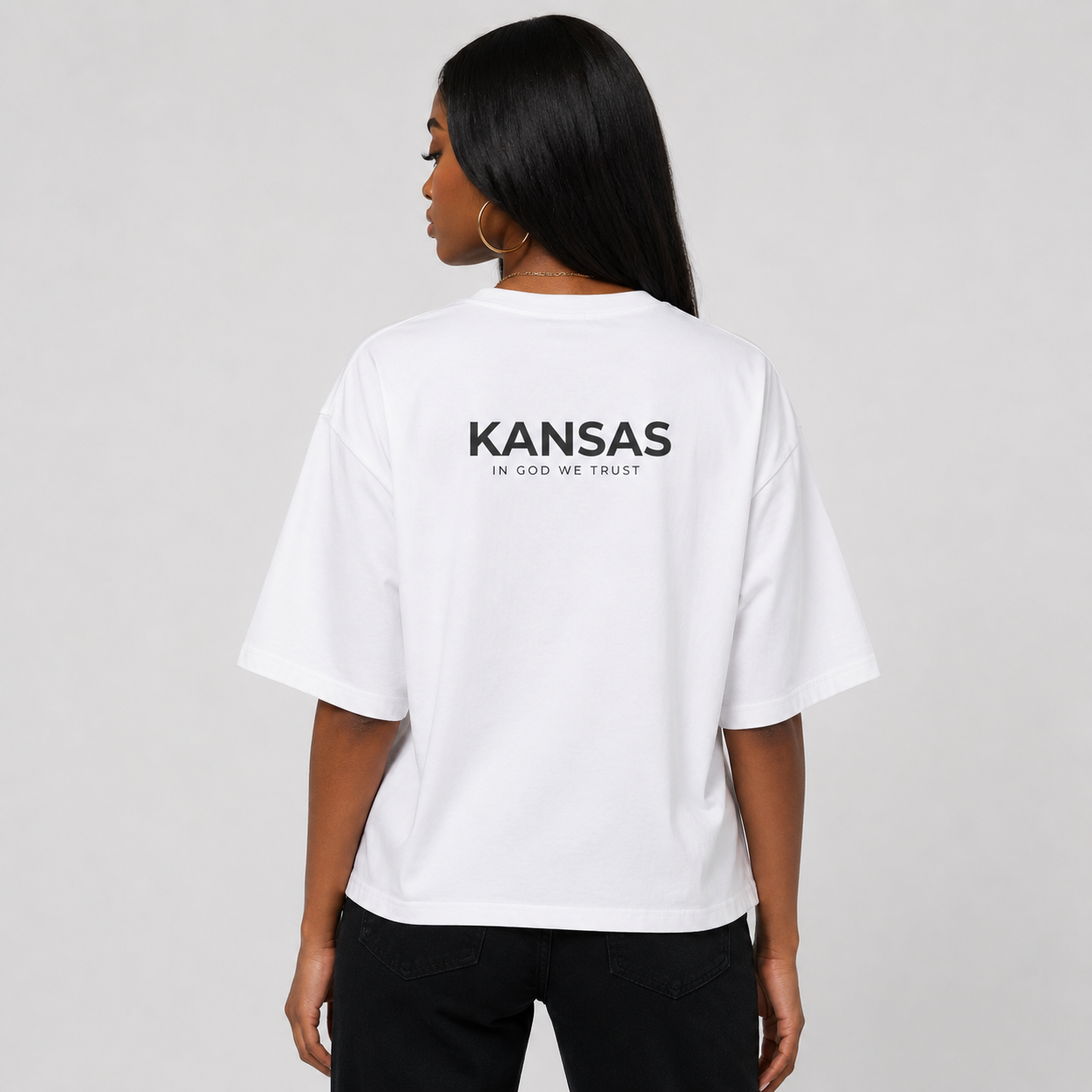Kansas All State In God We Trust Unisex Casual Oversized Boxy Tee