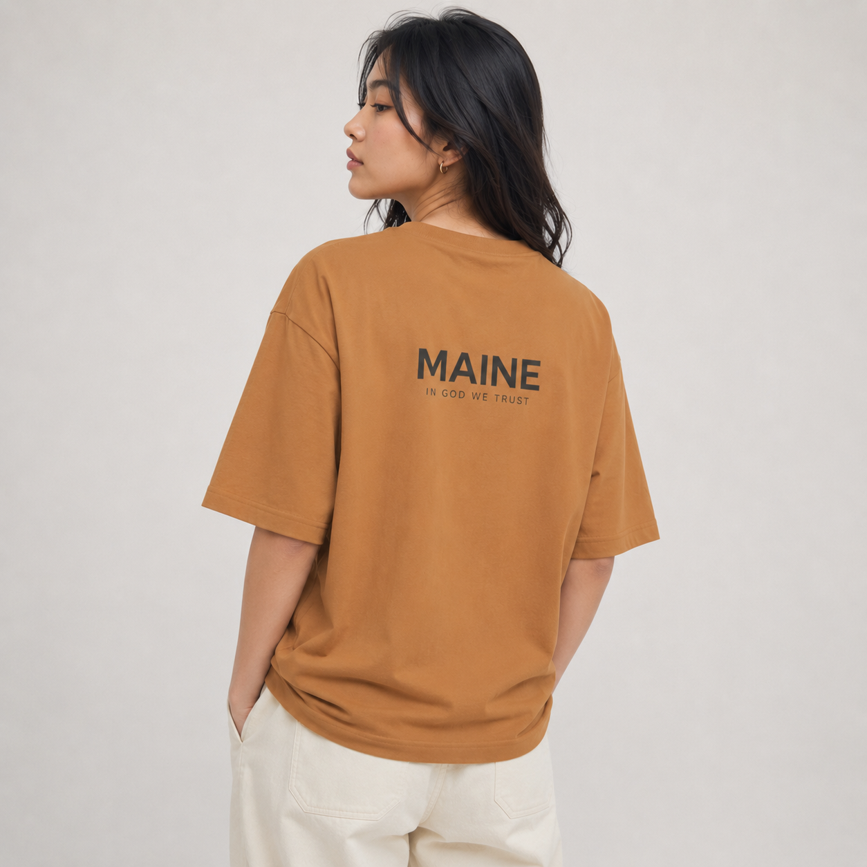Maine All State In God We Trust Unisex Casual Oversized Boxy Tee