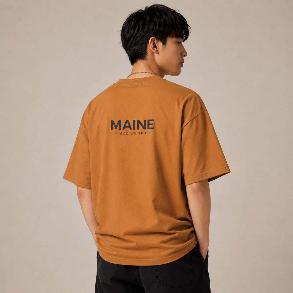 Maine All State In God We Trust Unisex Casual Oversized Boxy Tee