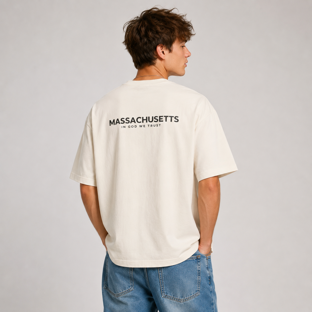 Massachusetts All State In God We Trust Unisex Casual Oversized Boxy Tee