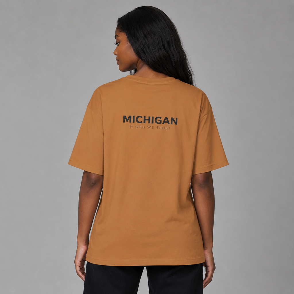 Michigan All State In God We Trust Unisex Casual Oversized Boxy Tee