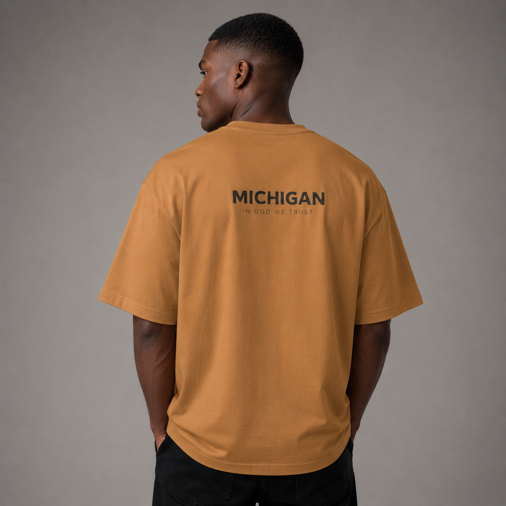 Michigan All State In God We Trust Unisex Casual Oversized Boxy Tee