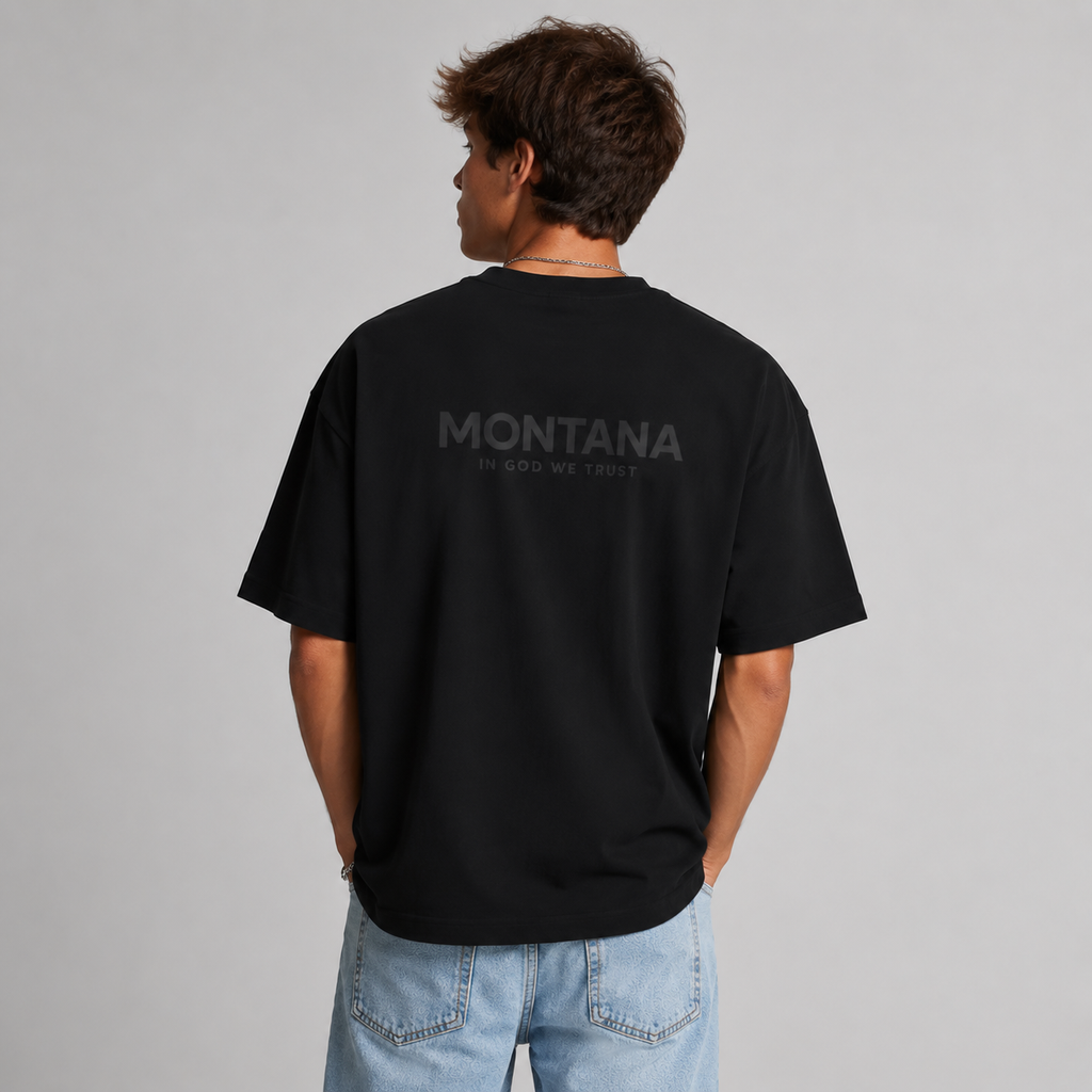 Montana All State In God We Trust Unisex Casual Oversized Boxy Tee