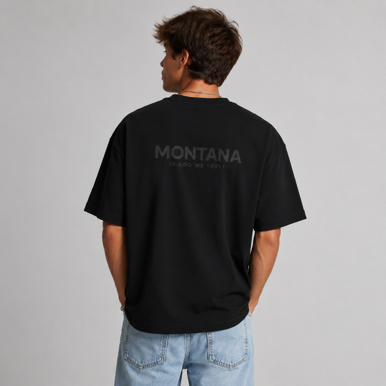 Montana All State In God We Trust Unisex Casual Oversized Boxy Tee