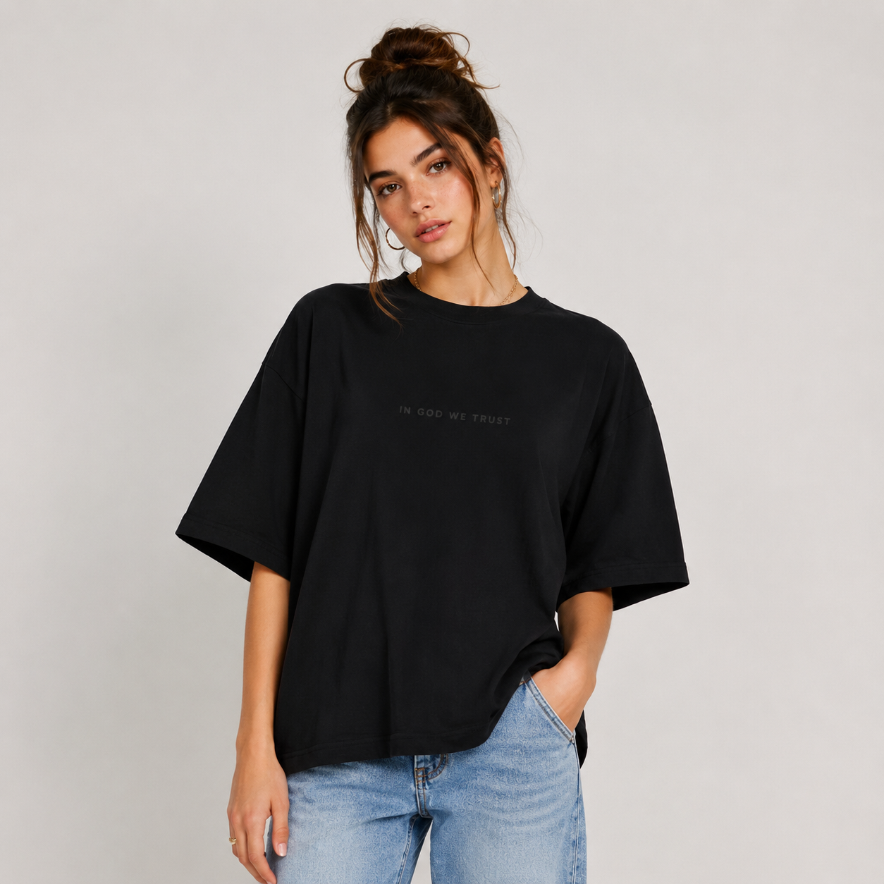 Montana All State In God We Trust Unisex Casual Oversized Boxy Tee